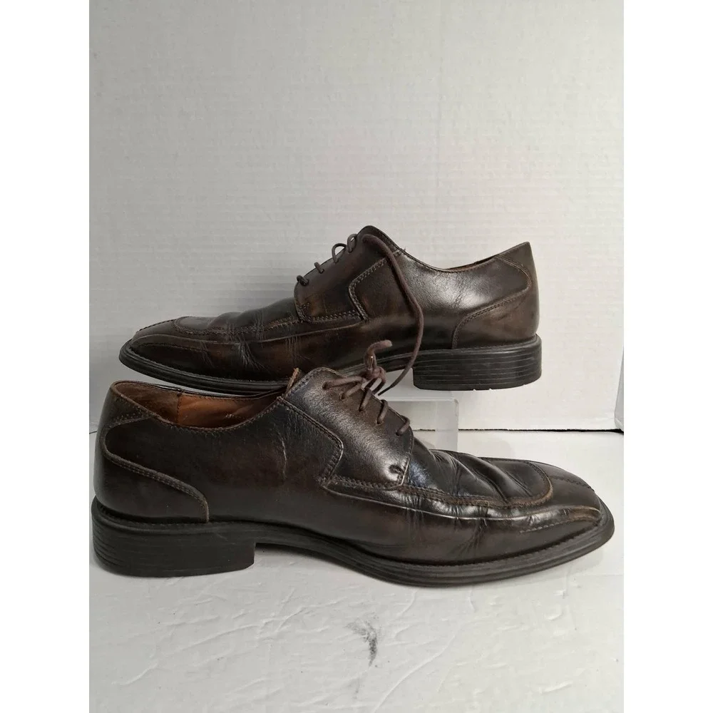 Bass Jacquard 0406 Men's Leather Dress Shoes Brown Square Toe Lace Up‎ Size 10M